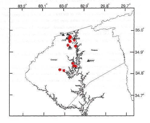 1996 Earthquakes in Lakes Jocassee and Keowee